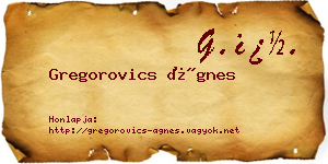 Gregorovics Ágnes névjegykártya