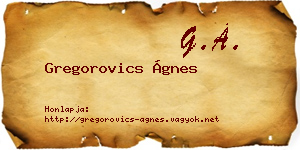 Gregorovics Ágnes névjegykártya